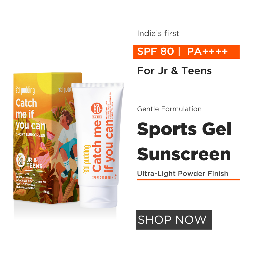 Catch Me If You Can- Mineral Sunscreen for Jr or Teens I SPF 80 PA++++ | UVA UVB | Hypoallergenic | All Skin Types | Fast Absorbing | Light Weight | No White Cast | For Kids, Teens and Family