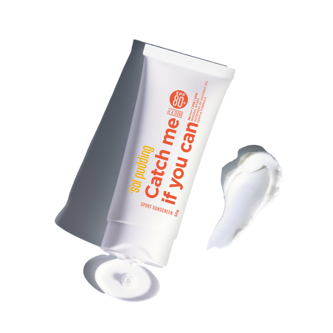 Catch Me If You Can- Mineral Sunscreen for Jr or Teens I SPF 80 PA++++ | UVA UVB | Hypoallergenic | All Skin Types | Fast Absorbing | Light Weight | No White Cast | For Kids, Teens and Family
