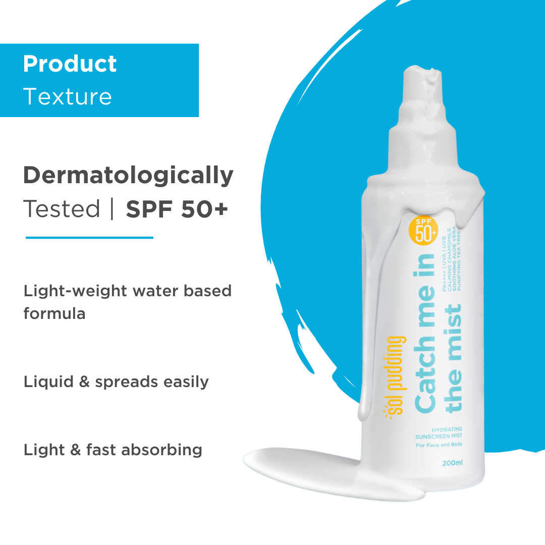 Catch Me In The Mist Liquid Sunscreen Spray | SPF 50 PA++++ | Broad Spectrum UVA & UVB | No White Cast | Fast Absorbing | Lightweight | Alcohol-Free | Paraben-Free | All Skin Types | For Women & Men