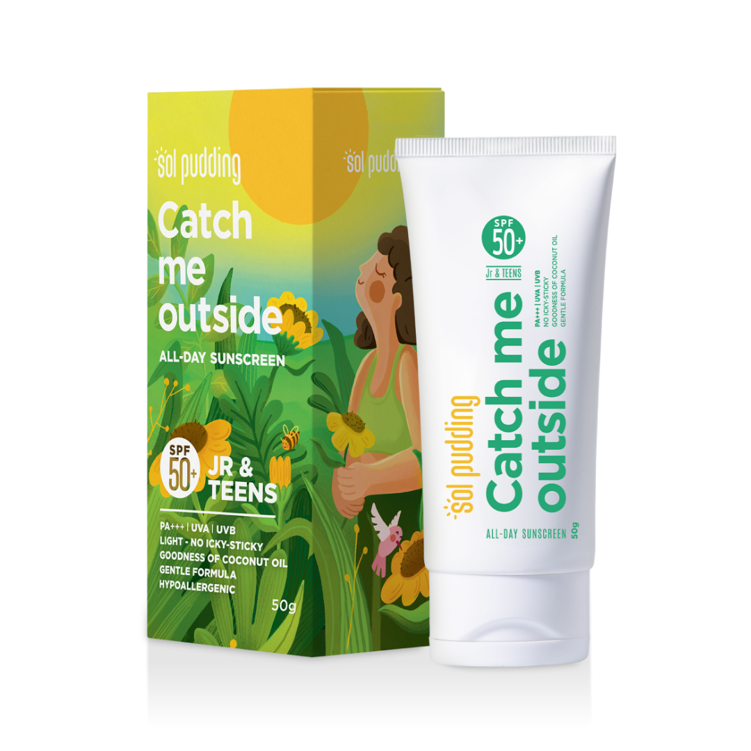 Catch Me Outside – Kids Sunscreen | SPF 50 PA+++ | UVA UVB | Hypoallergenic | All Skin Types | Lightweight | No White Cast | Water Resistant | For Children, Teens & Family | Daily & Swim