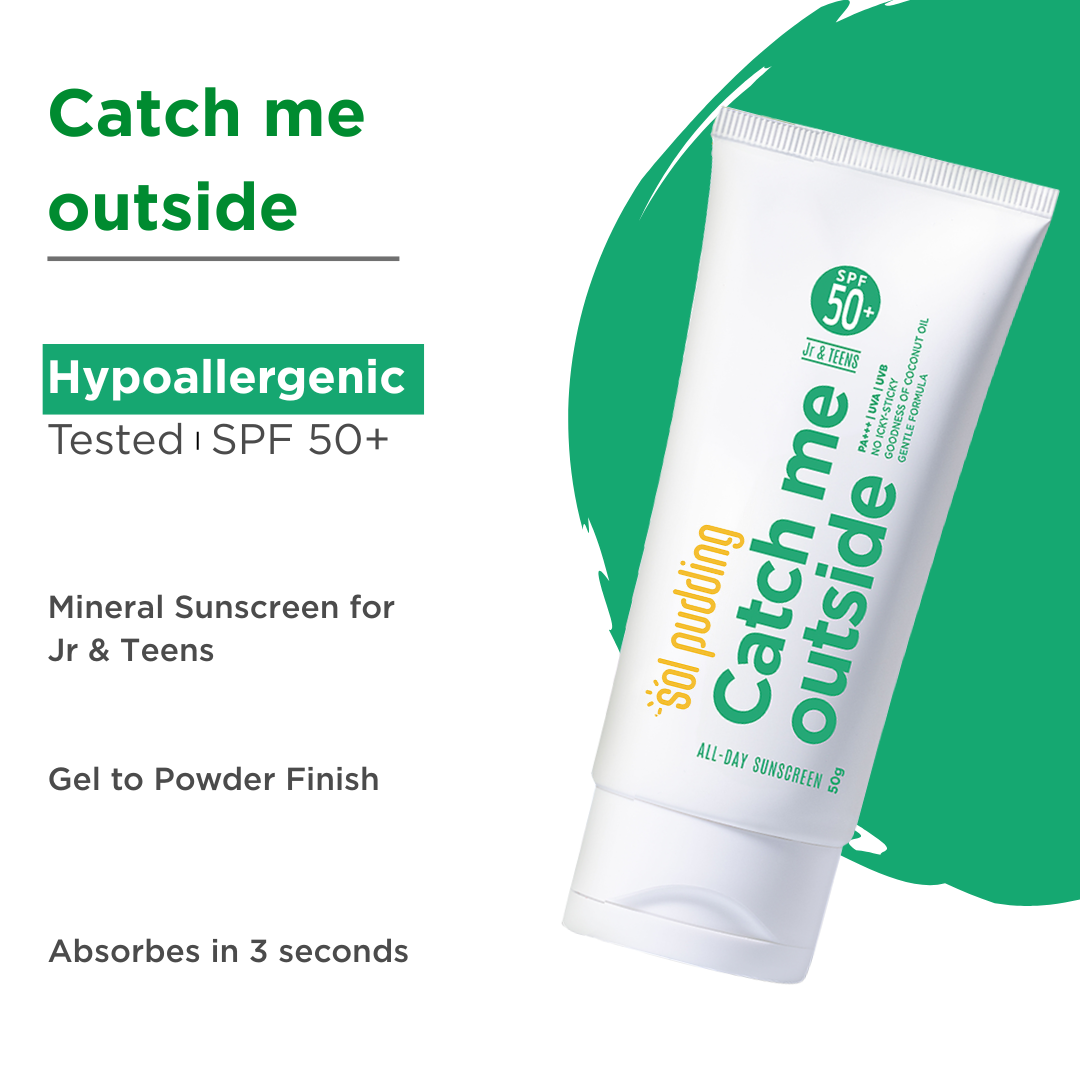Catch Me Outside – Kids Sunscreen | SPF 50 PA+++ | UVA UVB | Hypoallergenic | All Skin Types | Lightweight | No White Cast | Water Resistant | For Children, Teens & Family | Daily & Swim