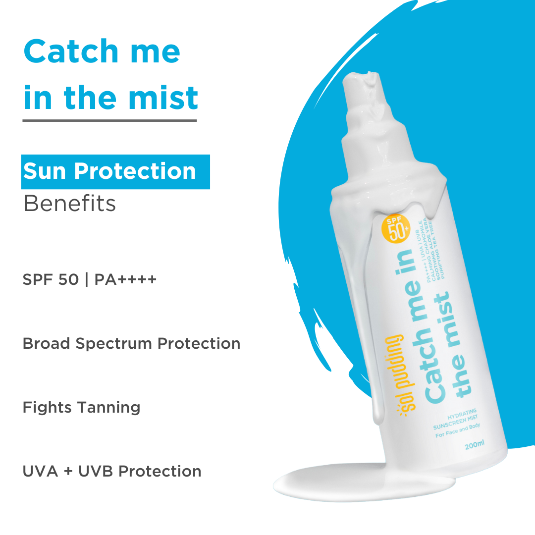 Catch Me In The Mist Liquid Sunscreen Spray | SPF 50 PA++++ | Broad Spectrum UVA & UVB | No White Cast | Fast Absorbing | Lightweight | Alcohol-Free | Paraben-Free | All Skin Types | For Women & Men