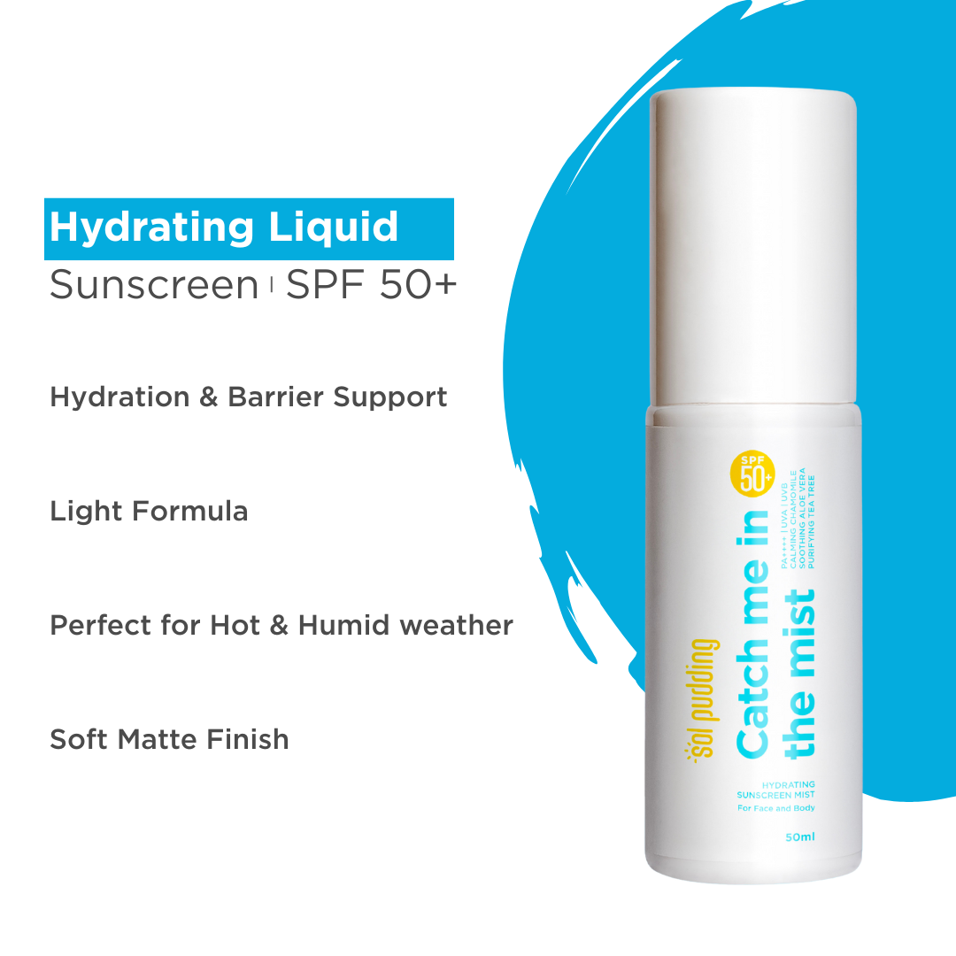 Catch Me In The Mist Liquid Sunscreen Spray | SPF 50 PA++++ | Broad Spectrum UVA & UVB | No White Cast | Fast Absorbing | Lightweight | Alcohol-Free | Paraben-Free | All Skin Types | For Women & Men
