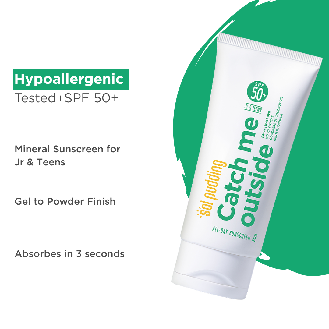 Catch Me Outside – Kids Sunscreen | SPF 50 PA+++ | UVA UVB | Hypoallergenic | All Skin Types | Lightweight | No White Cast | Water Resistant | For Children, Teens & Family | Daily & Swim