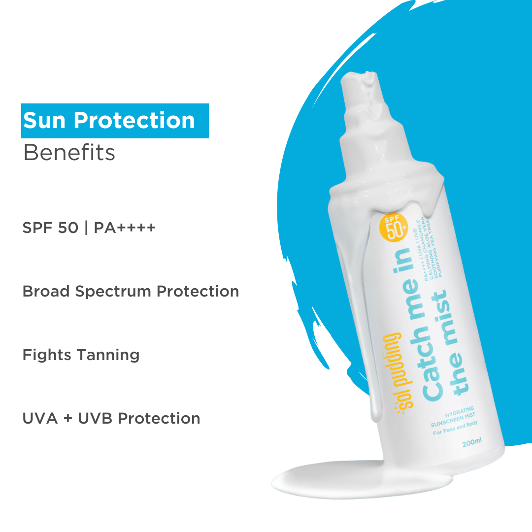 Catch Me In The Mist Liquid Sunscreen Spray | SPF 50 PA++++ | Broad Spectrum UVA & UVB | No White Cast | Fast Absorbing | Lightweight | Alcohol-Free | Paraben-Free | All Skin Types | For Women & Men