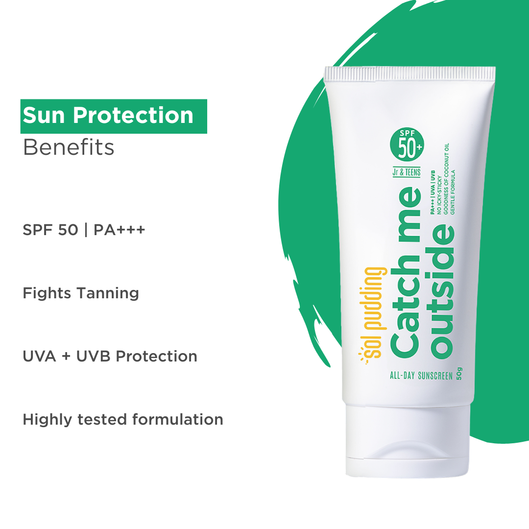 Catch Me Outside – Kids Sunscreen | SPF 50 PA+++ | UVA UVB | Hypoallergenic | All Skin Types | Lightweight | No White Cast | Water Resistant | For Children, Teens & Family | Daily & Swim