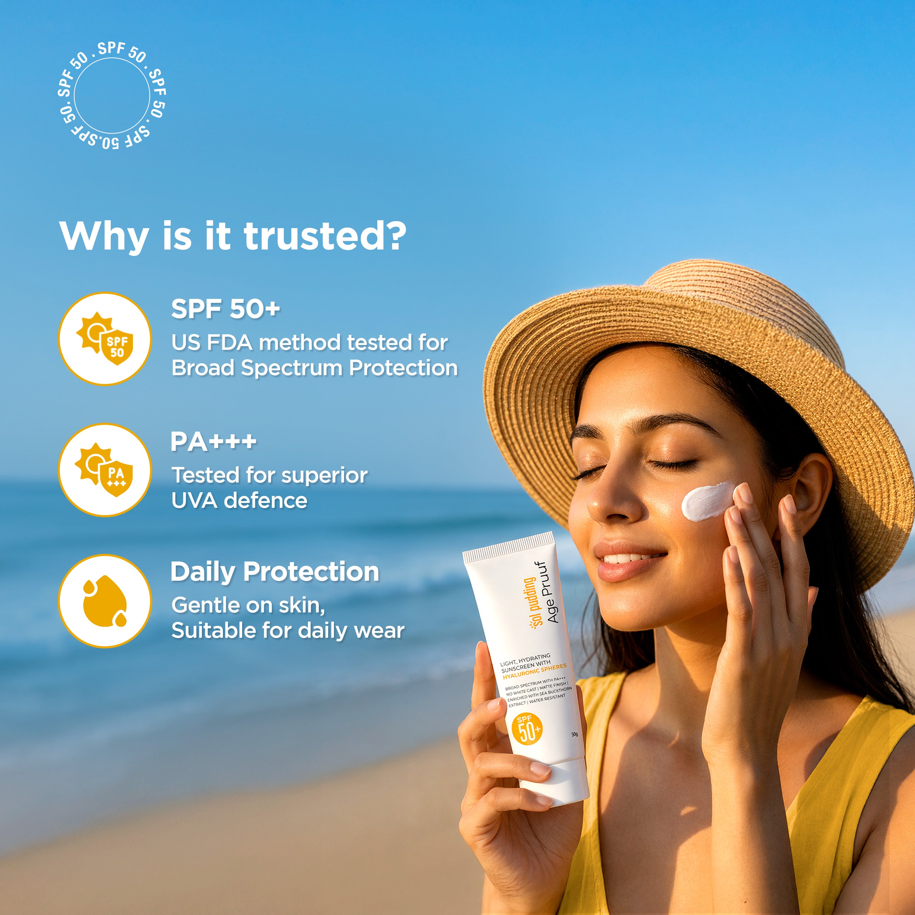 SPF 50+ & PA+++ Ultra Hydrating Sunscreen for Adults