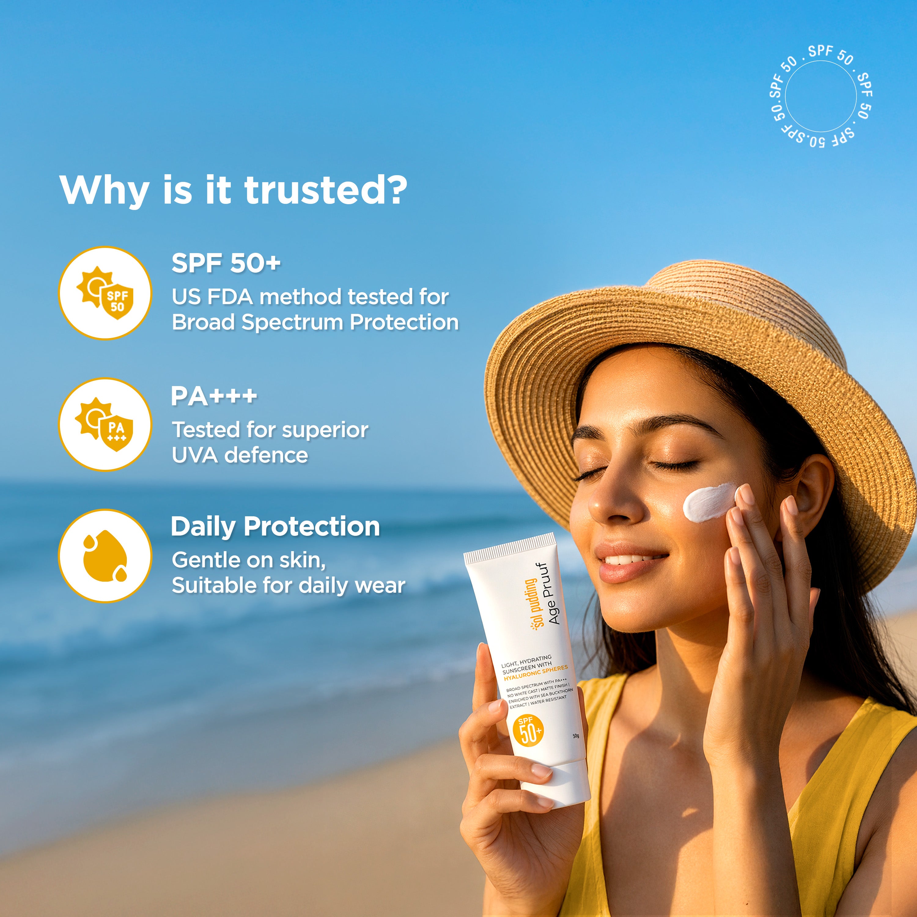 SPF 50+ & PA+++ Ultra Hydrating Sunscreen for Adults
