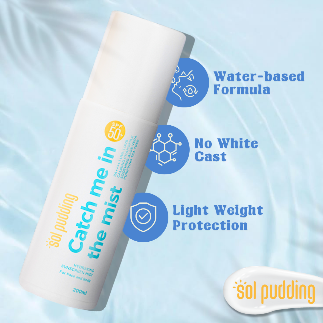 Hydrating  SPF 50+ Sun Protection Spray – No White Cast, Instant Shield.