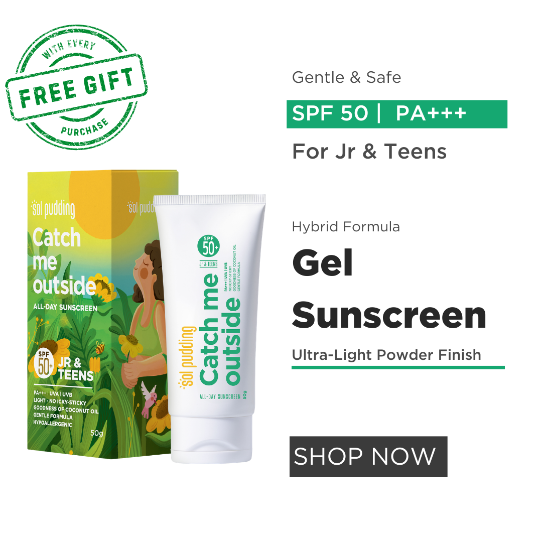 Catch Me Outside – Kids &amp; Teens Sunscreen | SPF 50 PA+++ | Gentle everyday sunscreen with innovative gel to powder finish Feather Light &amp; water-resistant protection with no white cast