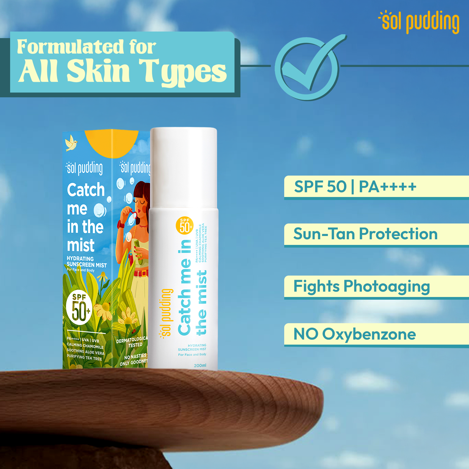 Hydrating  SPF 50+ Sun Protection Spray – No White Cast, Instant Shield.